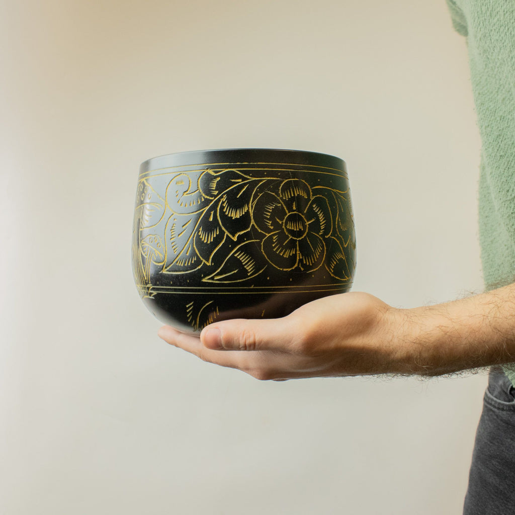 Handmade Magic Mushroom Cauldron Singing Bowl Yellow