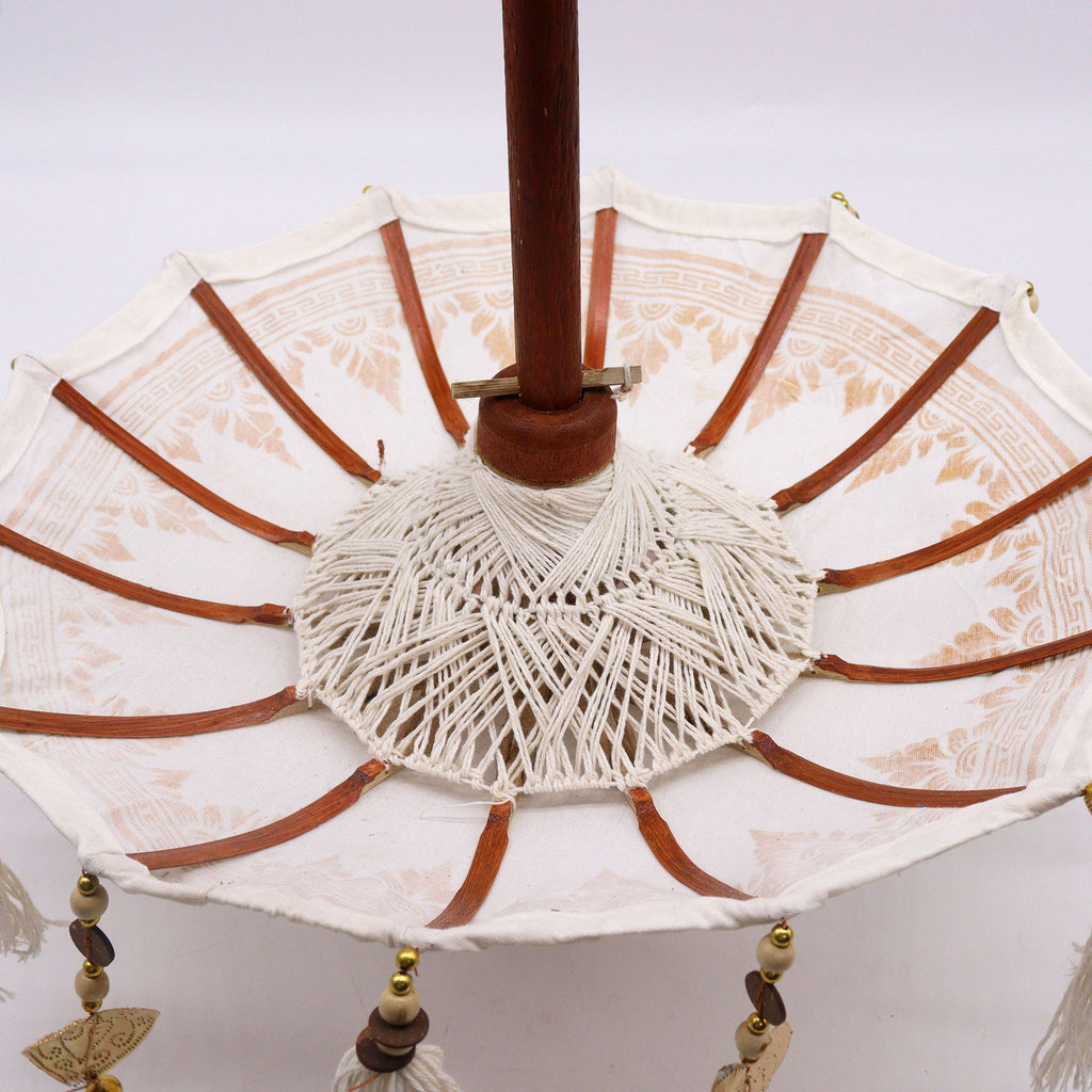 Bali Decor Parasol, Gold Decor Canvas (40cm)