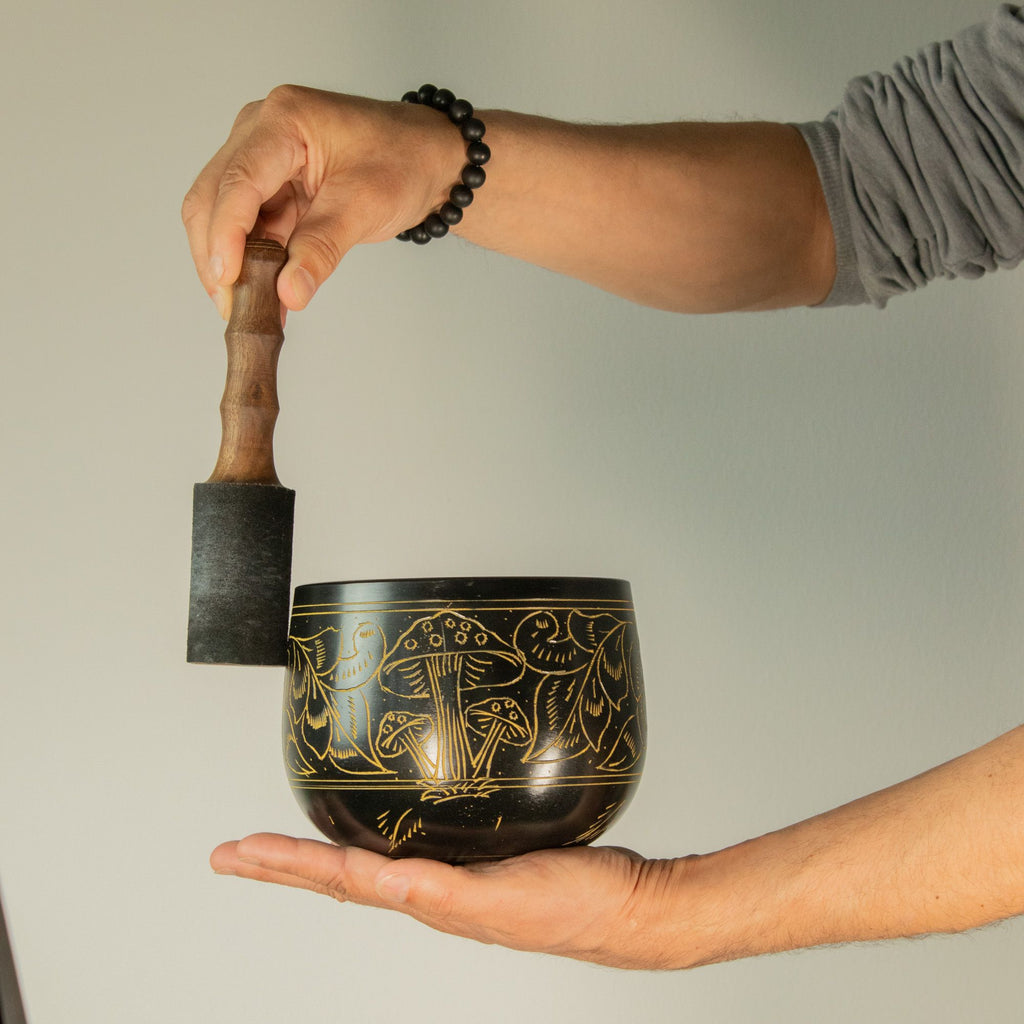 Handmade Magic Mushroom Cauldron Singing Bowl Yellow