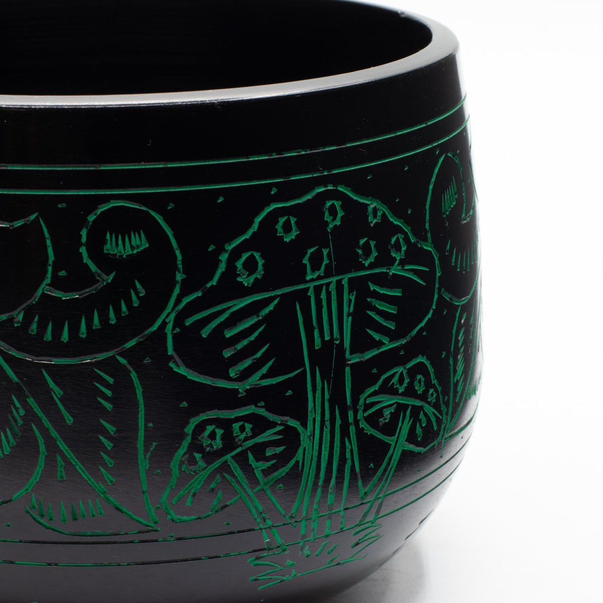 Handmade Magic Mushroom Cauldron Singing Bowl Green