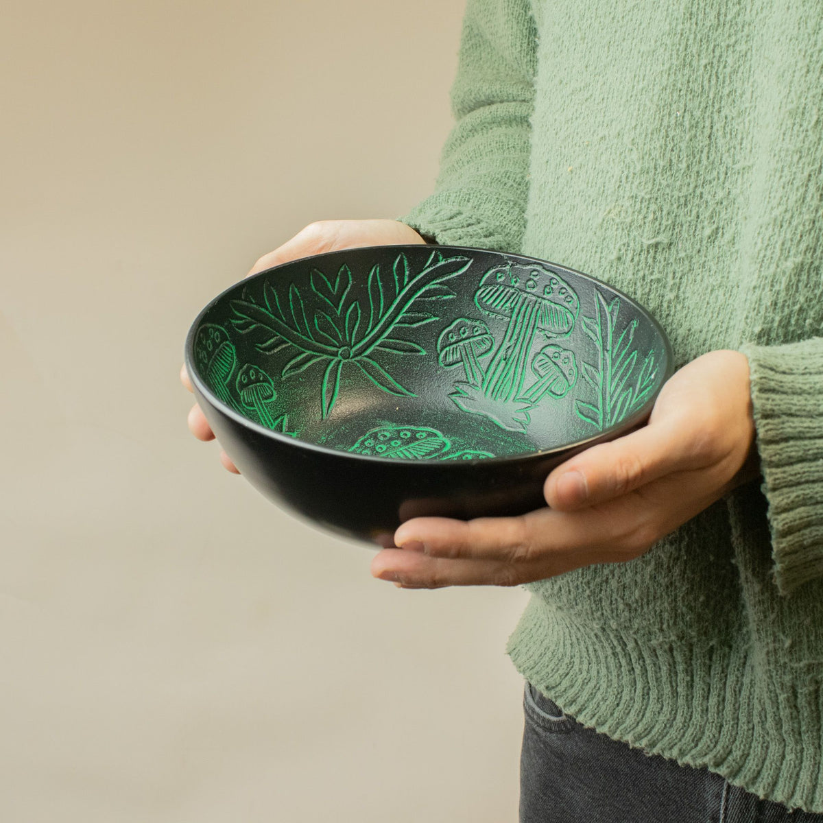 Handmade Magic Mushroom Singing Bowl  Green