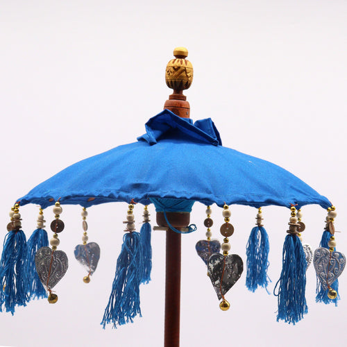 Bali Decor Parasol, Blue Cotton (40cm)