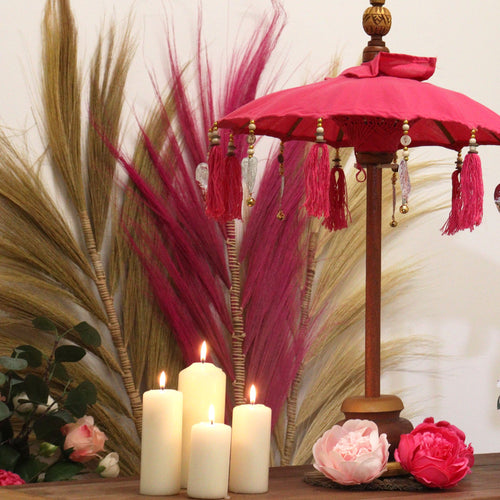 Bali Decor Parasol, Pink Cotton (40cm)