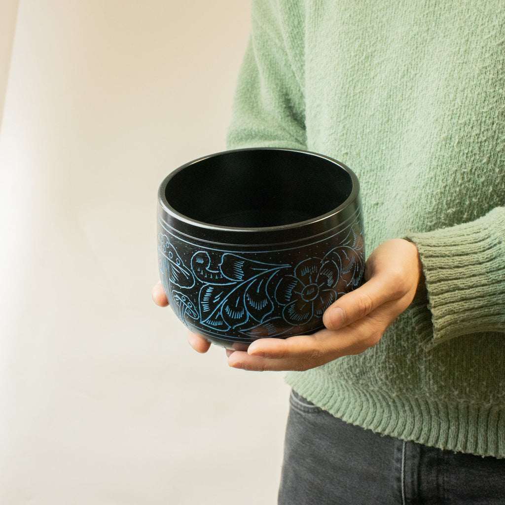 Handmade Magic Mushroom Cauldron Singing Bowl Blue