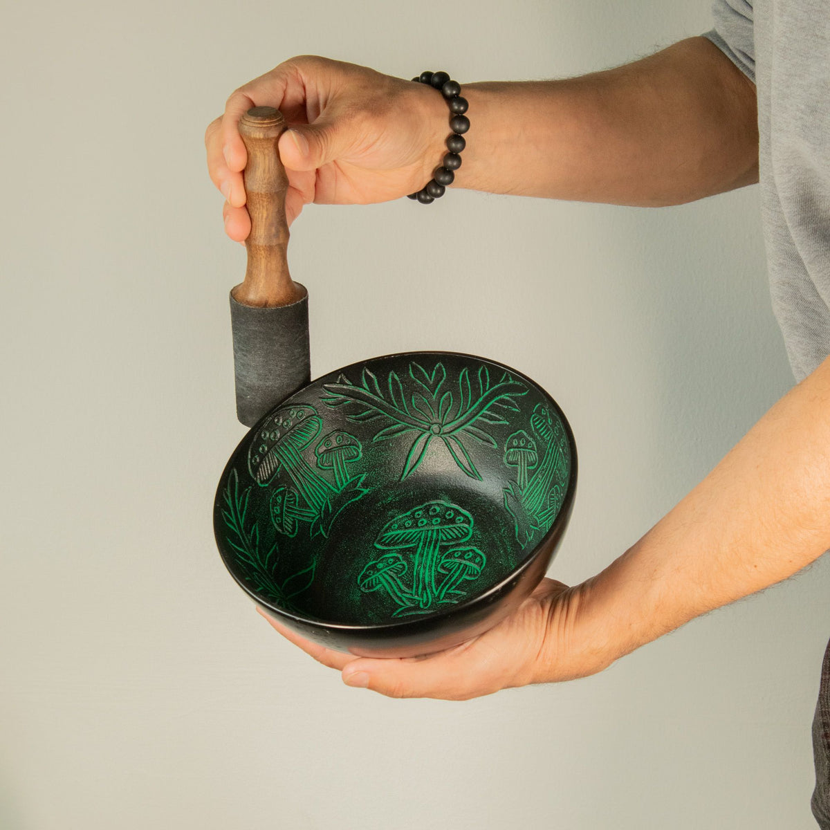 Handmade Magic Mushroom Singing Bowl  Green
