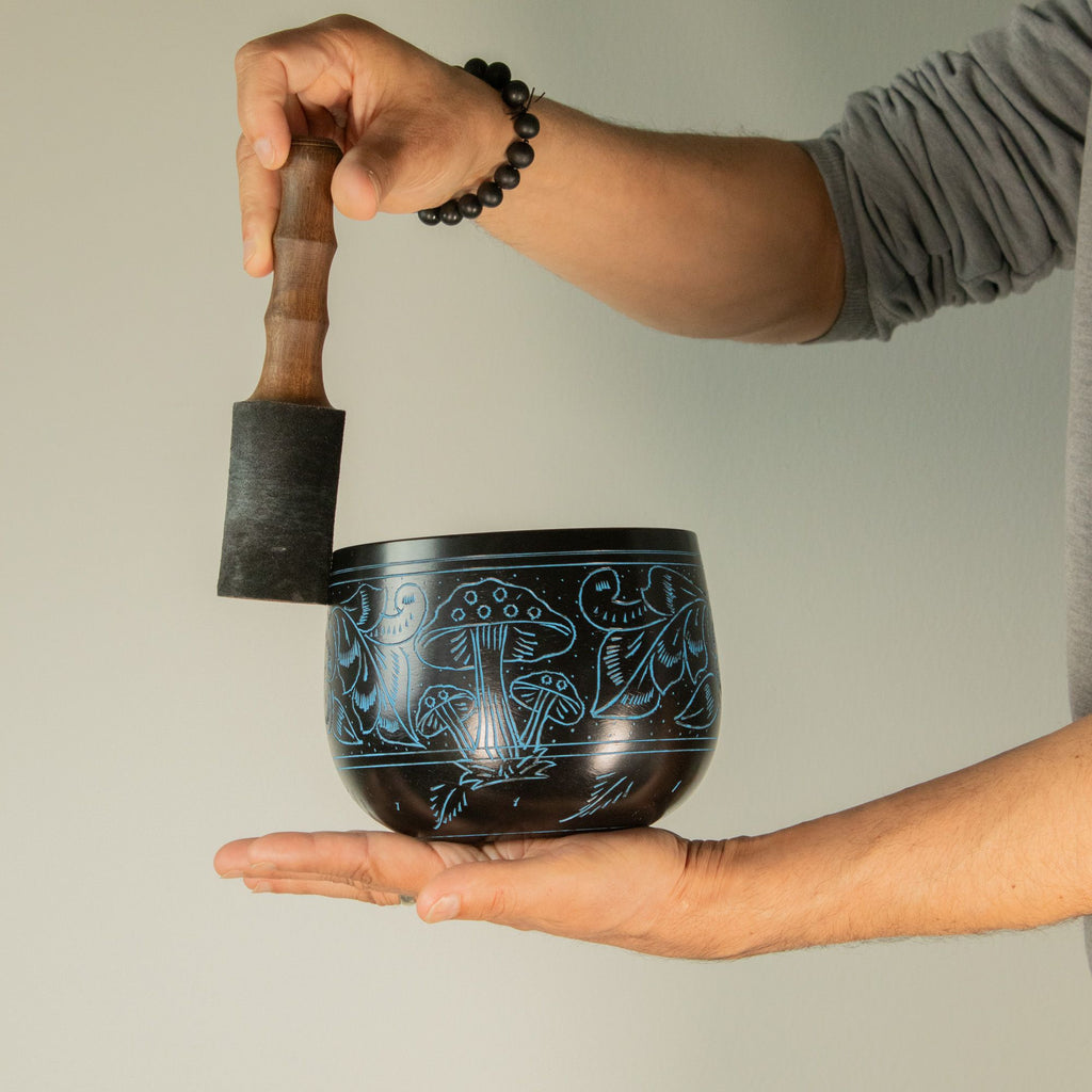 Handmade Magic Mushroom Cauldron Singing Bowl Blue