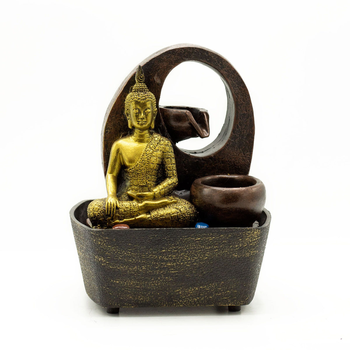 Golden Buddha & Pots Tabletop Water Feature