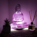 Meditation Buddha Lamp Lavender Crackle - Oval Stand