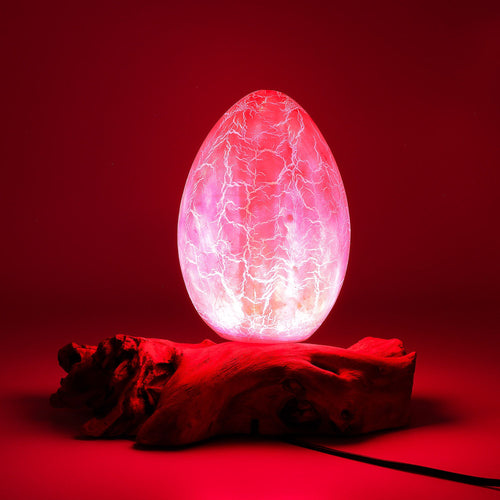 DriftGlow Lamp Crackle Fire Egg Shade - Orange