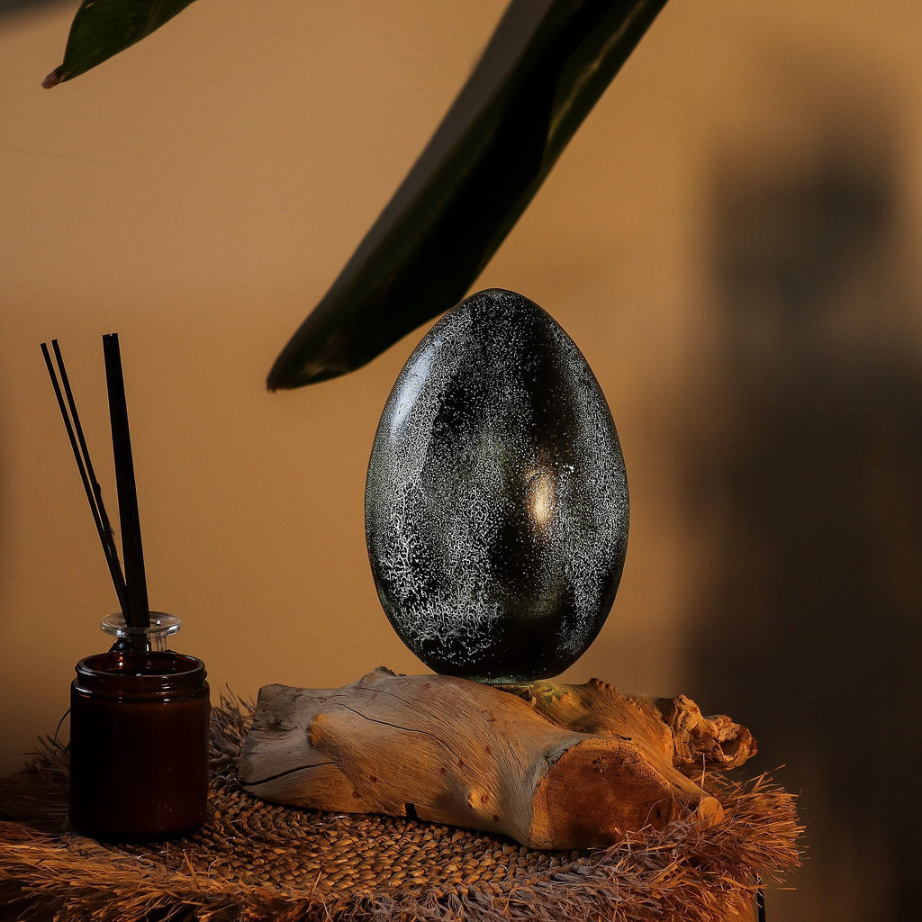DriftGlow Lamp Crackle Lava Egg Shade - Grey